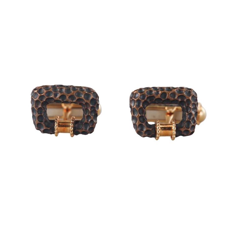 Pair of 18k Gold Bronze Textured Cufflinks