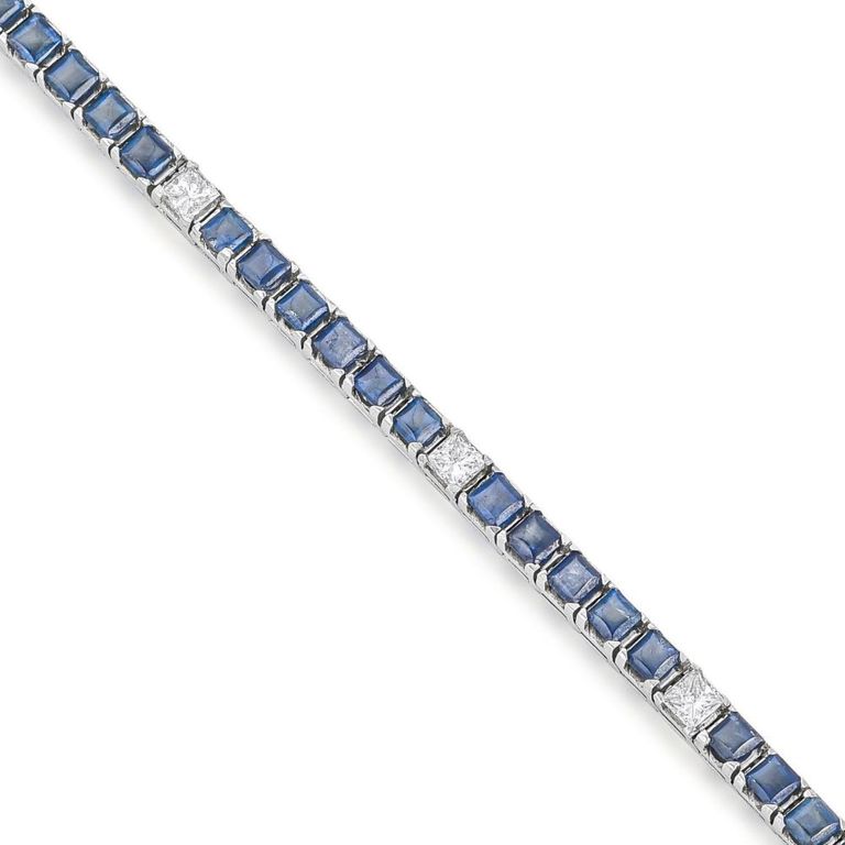 14k Gold Sapphire and Diamond Bracelet