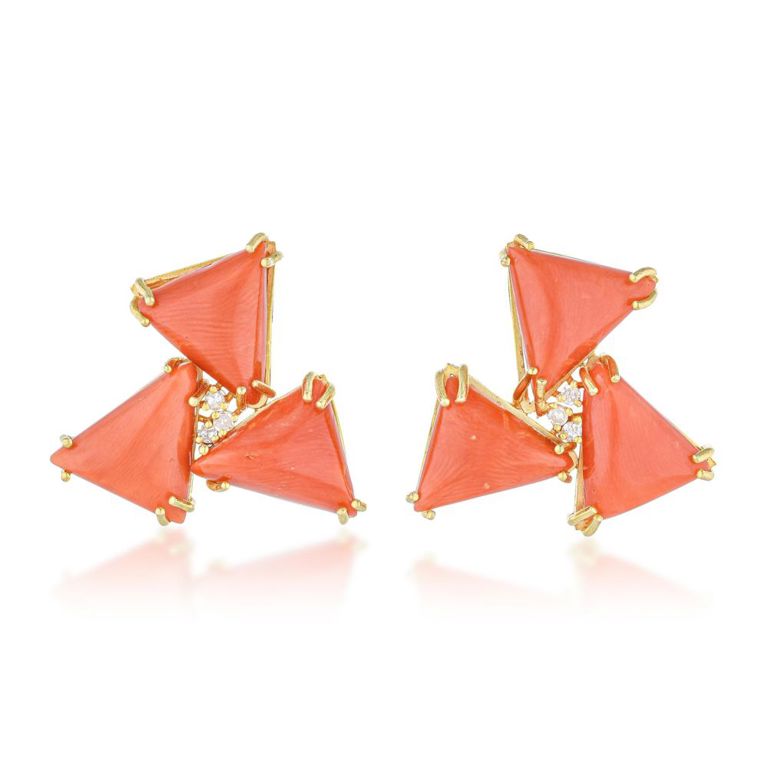 Pair of Coral and Diamond Earrings