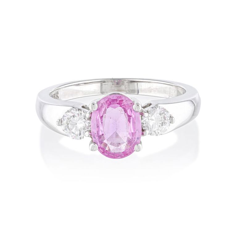 Pink Sapphire and Diamond Ring