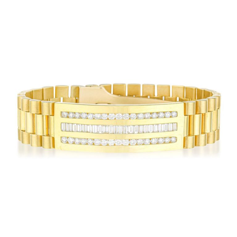 President Style Gold and Diamond Bracelet