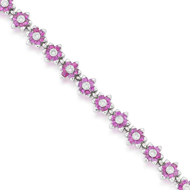 Pink Sapphire and Diamond Bracelet