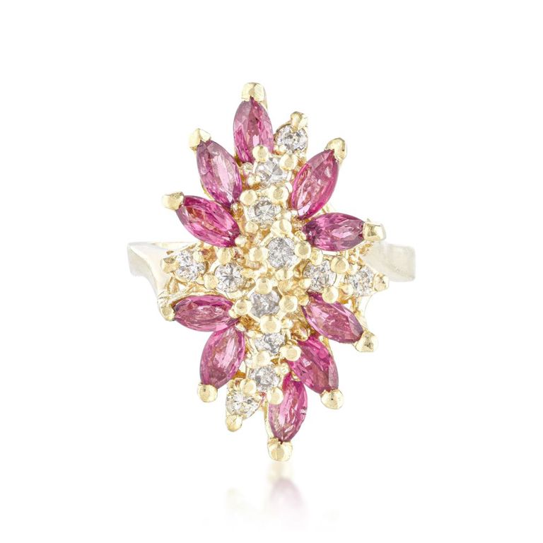 Ruby and Diamond Cluster Ring