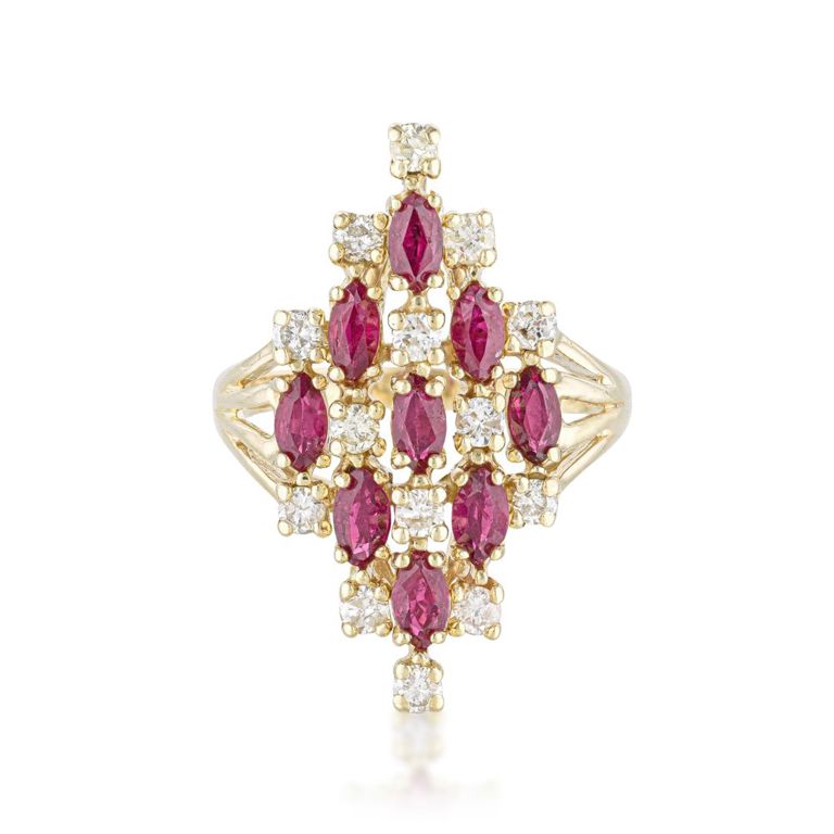 14k Gold Ruby and Diamond Ring
