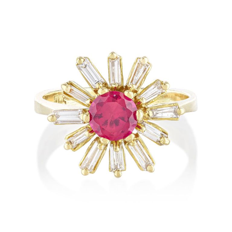 14k Gold Ruby and Diamond Ring