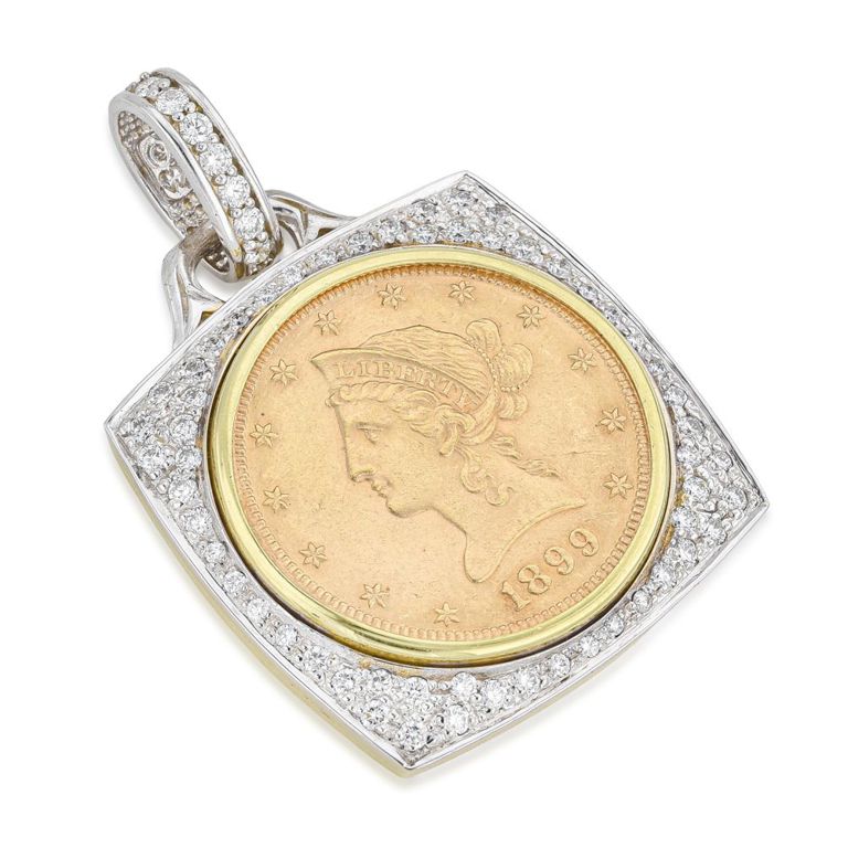 Diamond Cushion Coin Pendant