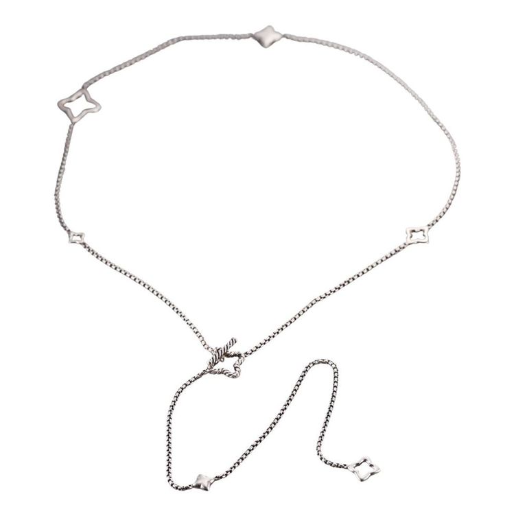 Sterling Silver Quatrefoil Box Chain Necklace