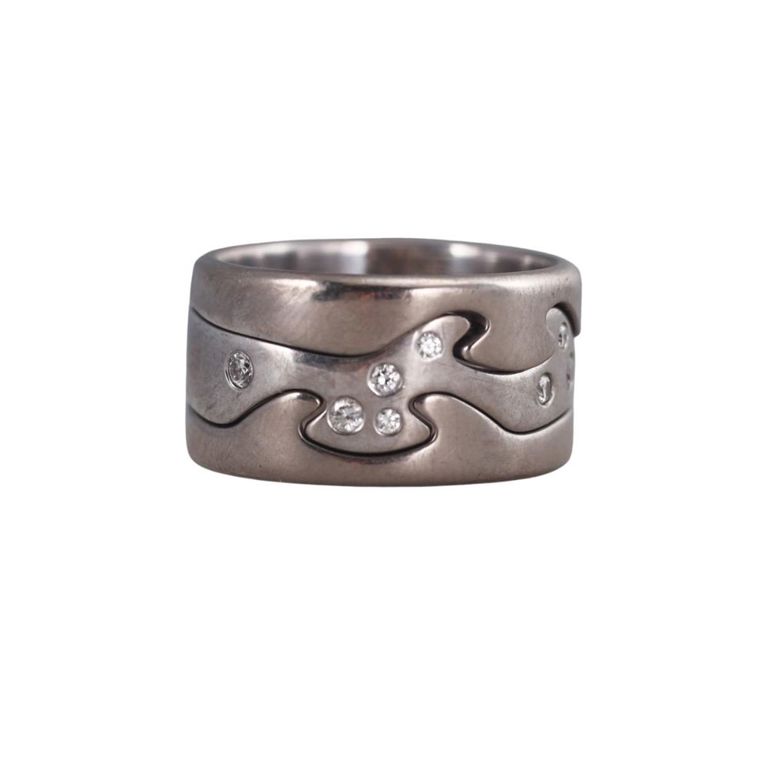 Set of 3 18k Gold Diamond Puzzle Rings