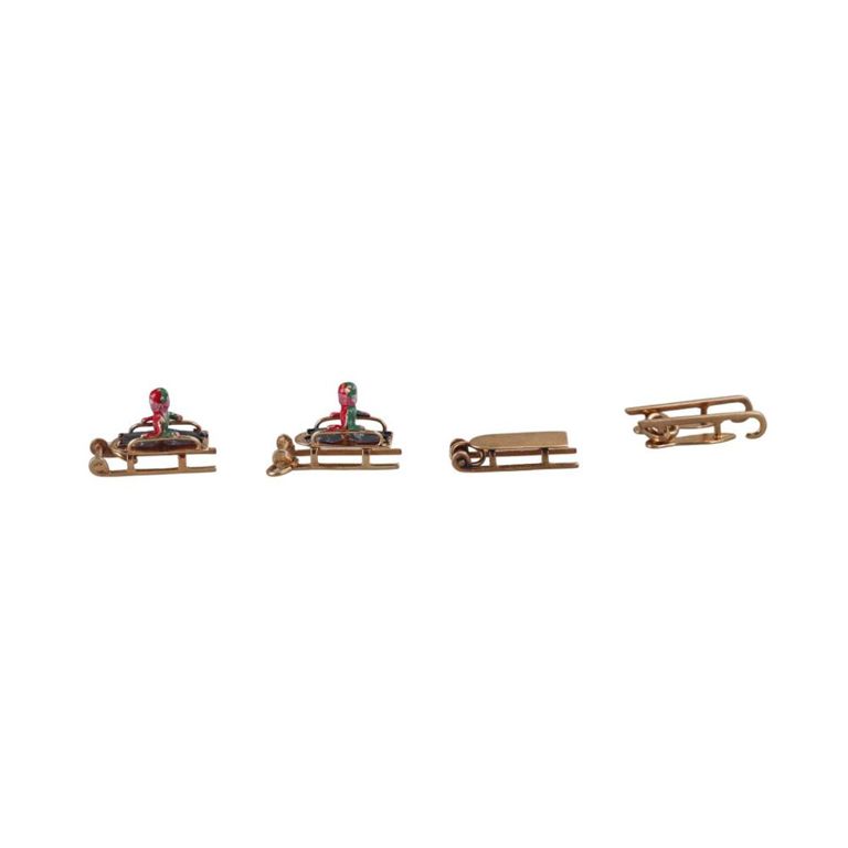Set of 4 Vintage 14k Gold Sled Charms