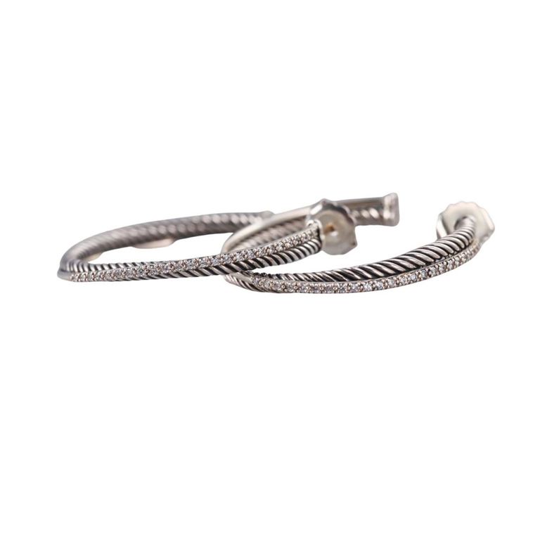 Sterling Silver Diamond Hoop Earrings