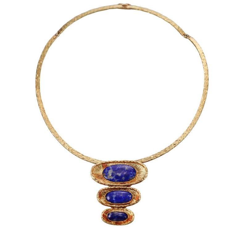 18k Gold Lapis Lazuli Pendant Necklace