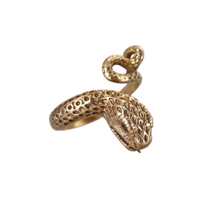 Antique 18k Gold Emerald Snake Ring