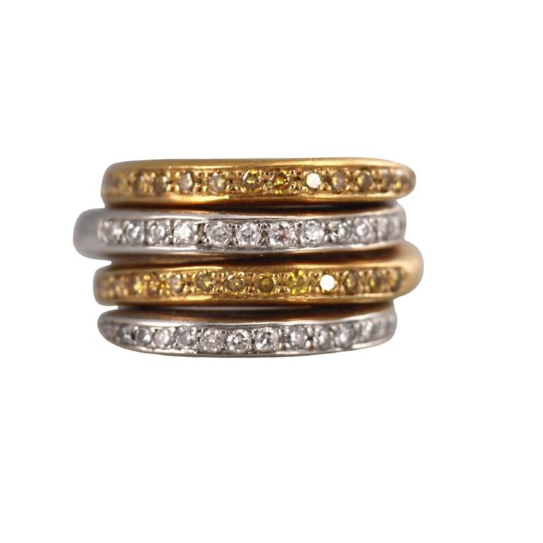 Set of 18k Two-Tone Gold Diamond Rings