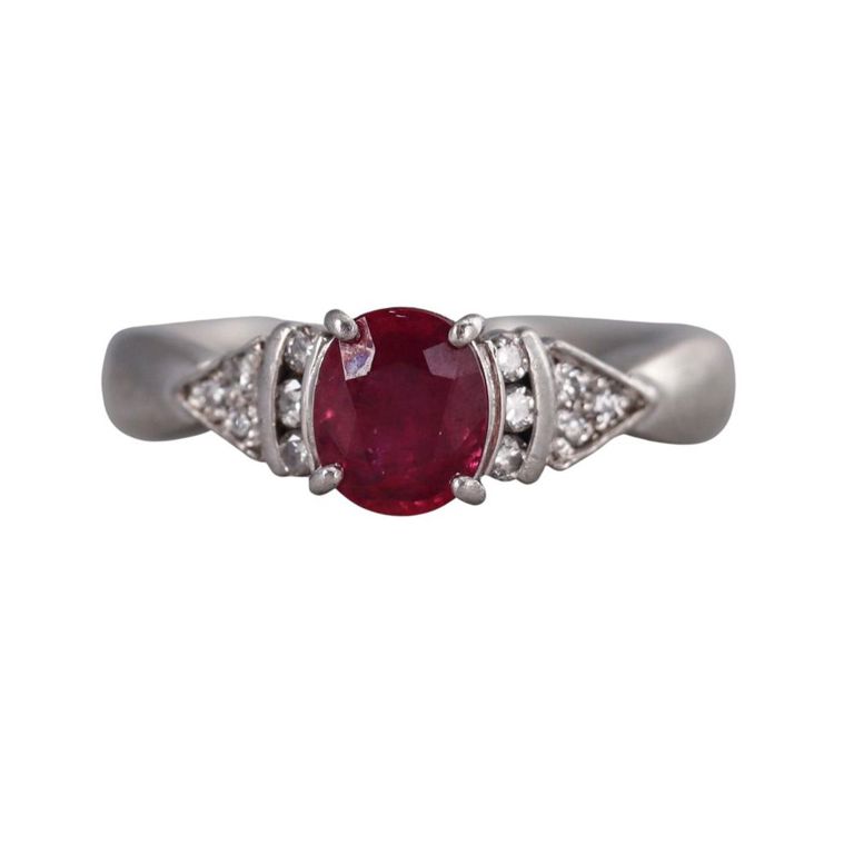 Platinum Ruby and Diamond Ring