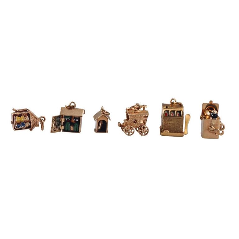 Set of 6 Vintage 14k Gold Charms