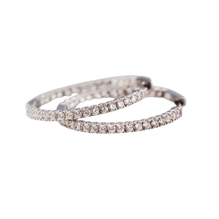 14k Gold Diamond Hoop Earrings