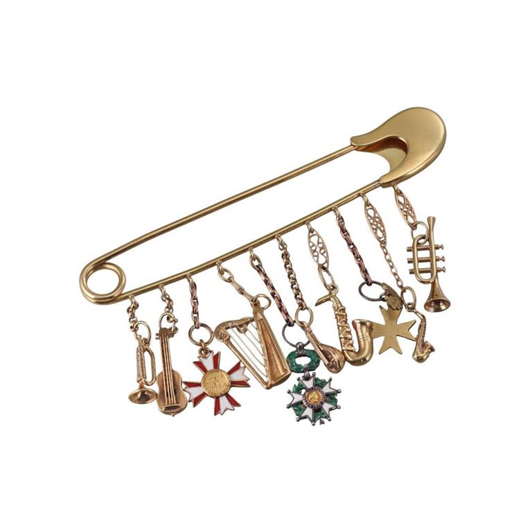 Vintage 14k Yellow Gold Pin Gemstone Charm