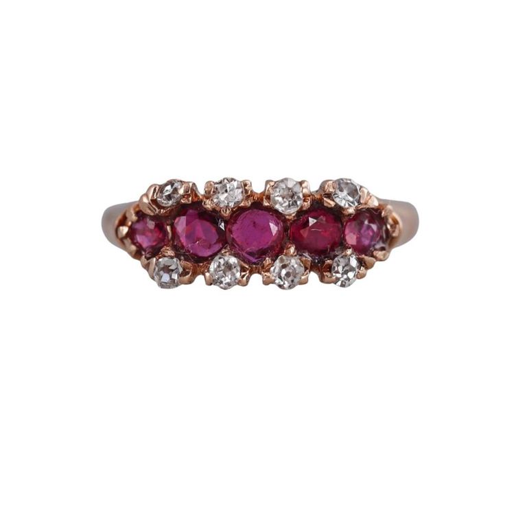 14k Gold Diamond and Ruby Ring