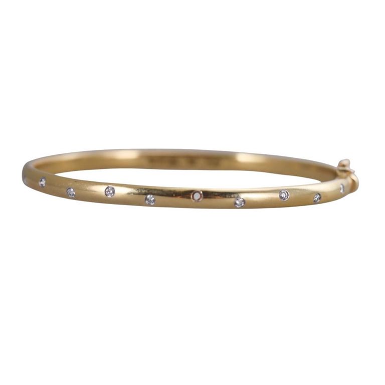 18k Gold and Platinum Diamond Bangle Bracelet