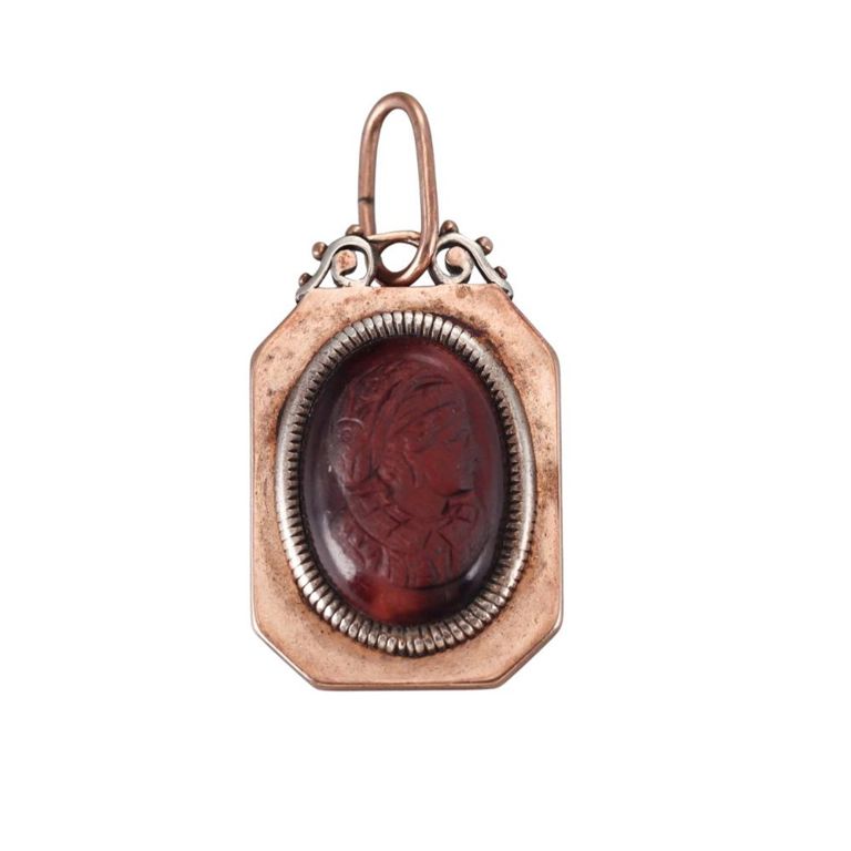 10k Gold Tiger’s Eye Cameo Locket Pendant