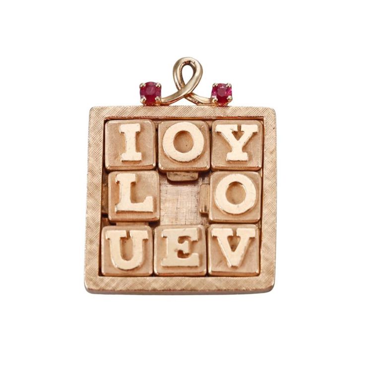 14k Gold Ruby Puzzle Pendant