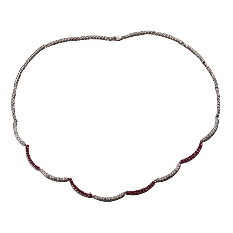 14k Gold Diamond and Ruby Necklace
