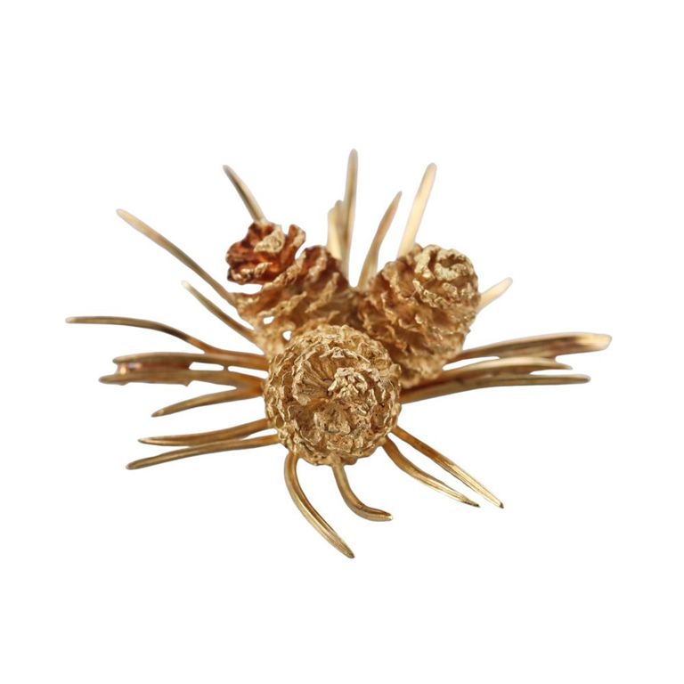 18k Gold Pine Cones Brooch