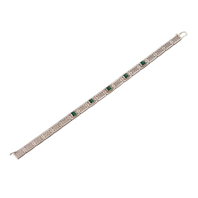 14k Gold Emerald Filigree Bracelet