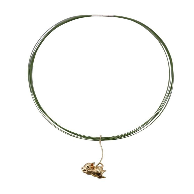 18k Gold Dog Pendant Necklace