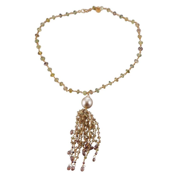 22k Gold Tassel Sapphire Necklace