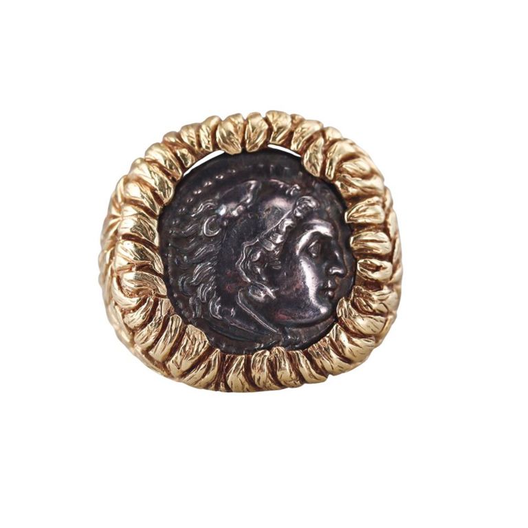 18k Gold Ancient Coin Ring