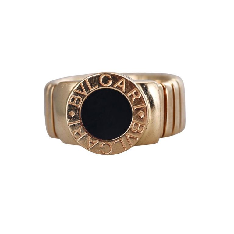 18k Gold Onyx Tubogas Ring