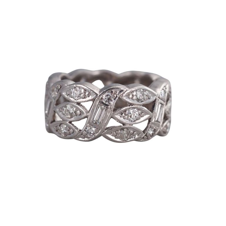 Art Deco Platinum Diamond Eternity Band Ring