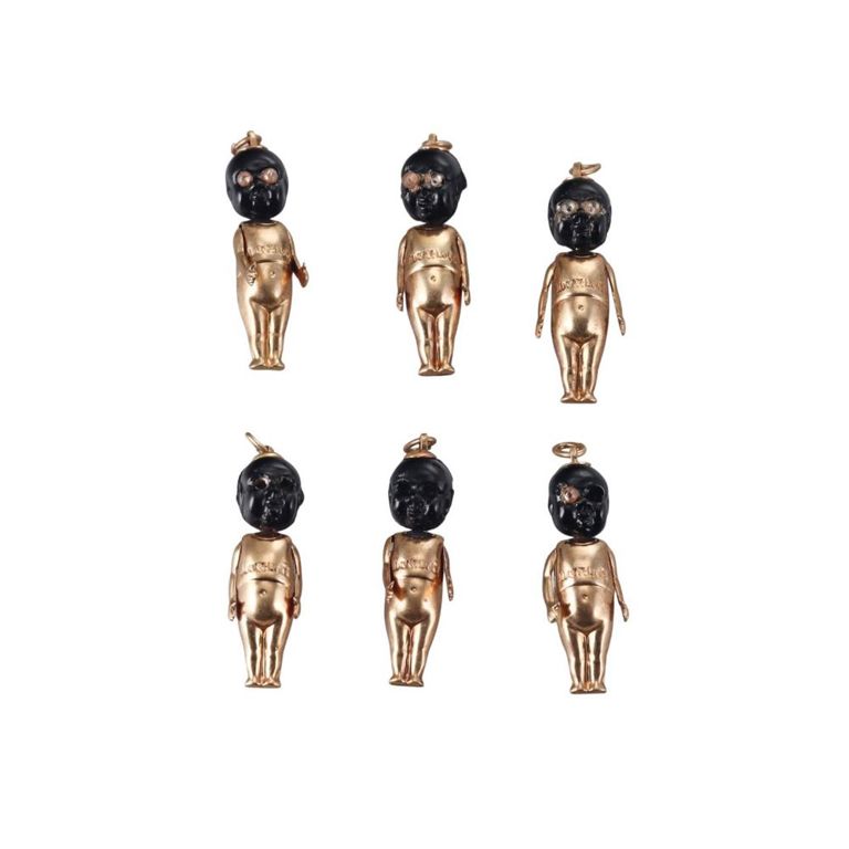 Set of 6 14k Gold and Resin Charms