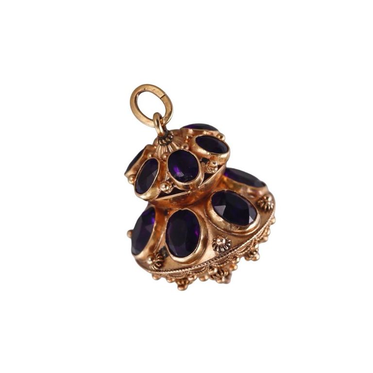 Etruscan Revival 18k Gold Amethyst Pendant