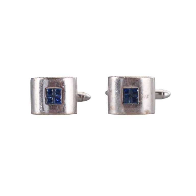 18k Gold Diamond and Sapphire Cufflinks