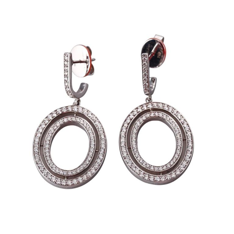 18k Gold Diamond and Enamel Drop Earrings