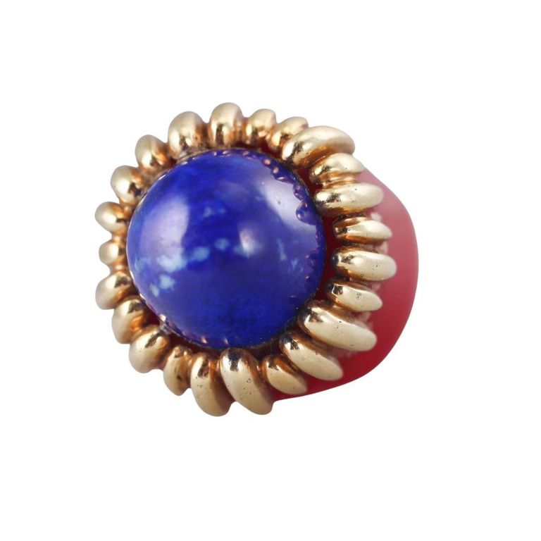 14k Gold Lapis Lazuli and Resin Cocktail Ring