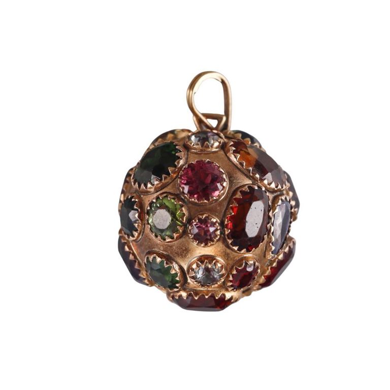18k Gold Multi Gemstone Pendant