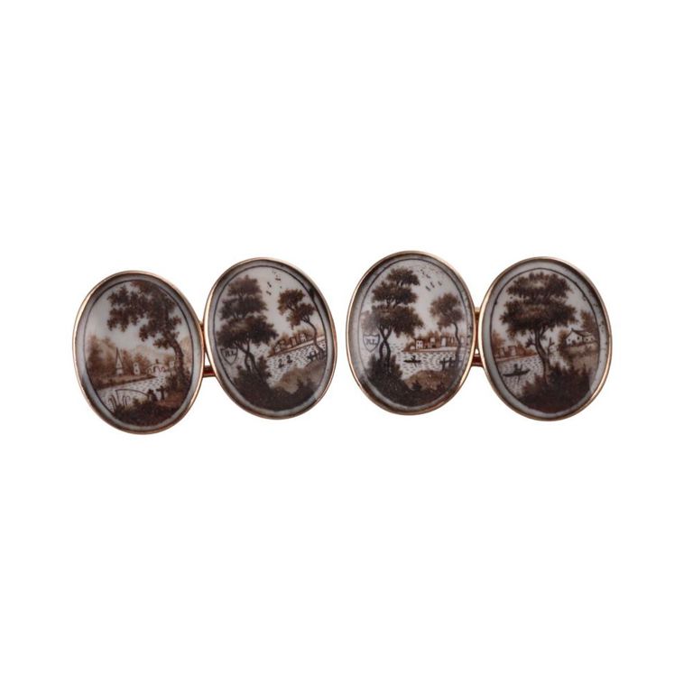 10k Gold Sepia Miniature Cufflinks