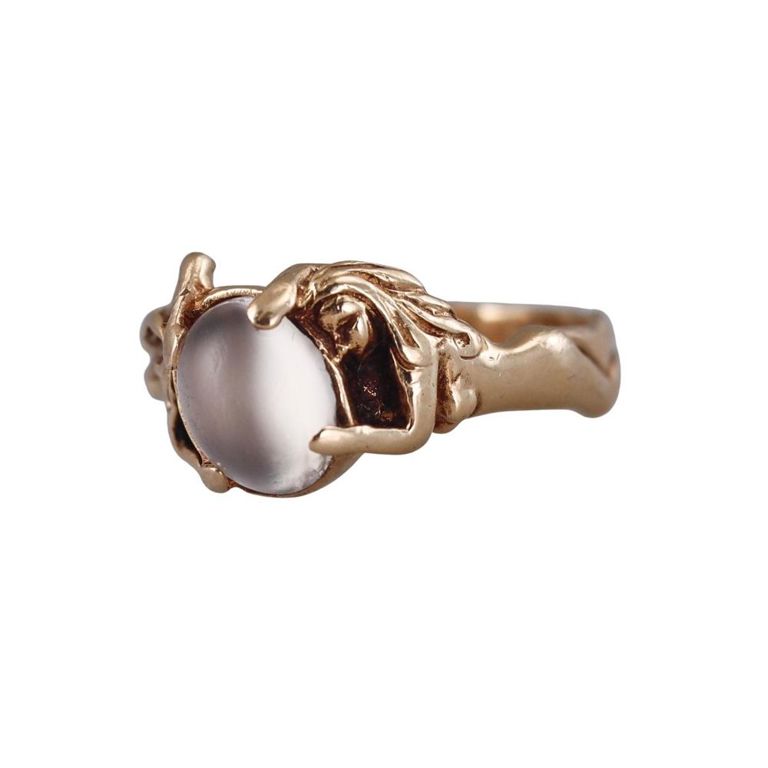 14k Gold Moonstone Nymph Ring