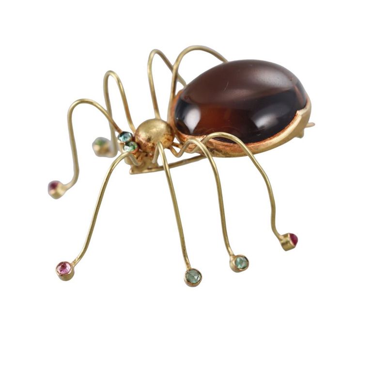 22k Yellow Gold Pin Topaz Brooch