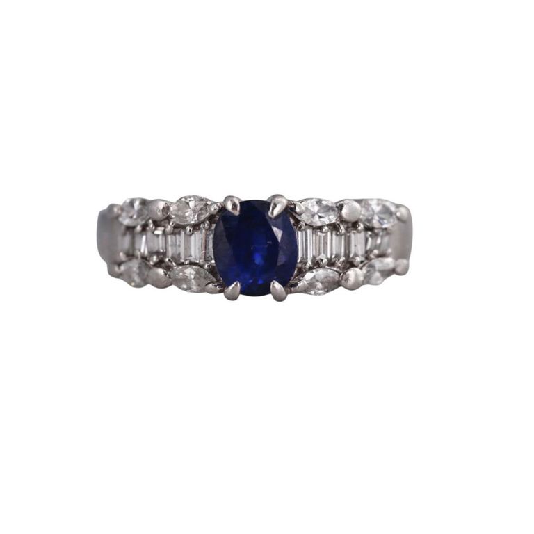 Platinum Sapphire and Diamond Ring