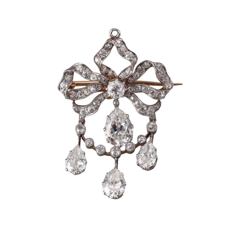 Gold and Platinum Diamond Brooch/Pendant