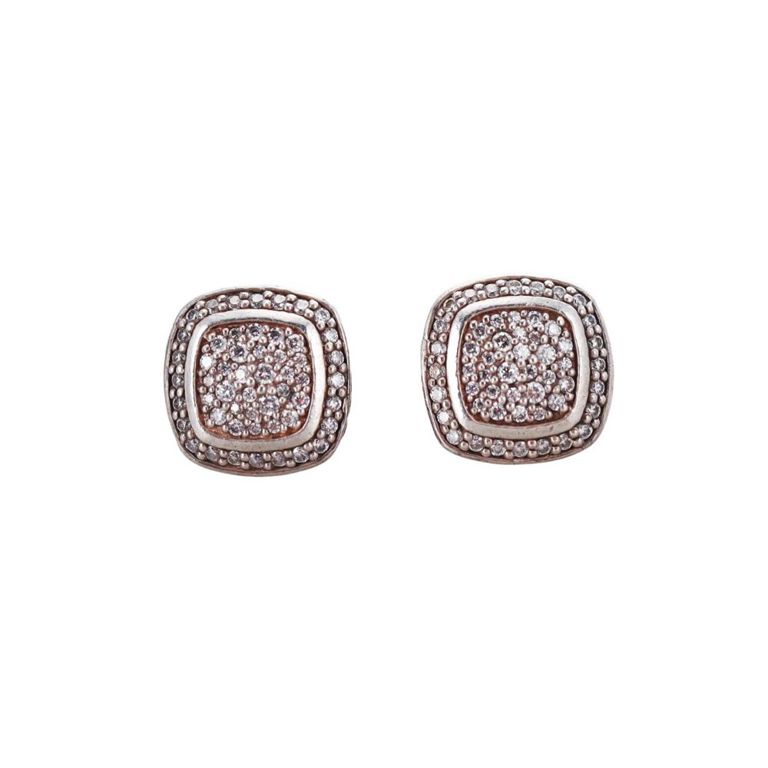 Sterling Silver Diamond Stud Earrings
