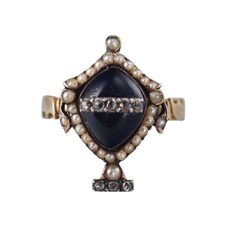Diamond, Pearl and Sapphire Ring