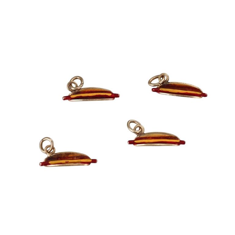 Set of 4 14k Gold Enamel Charms