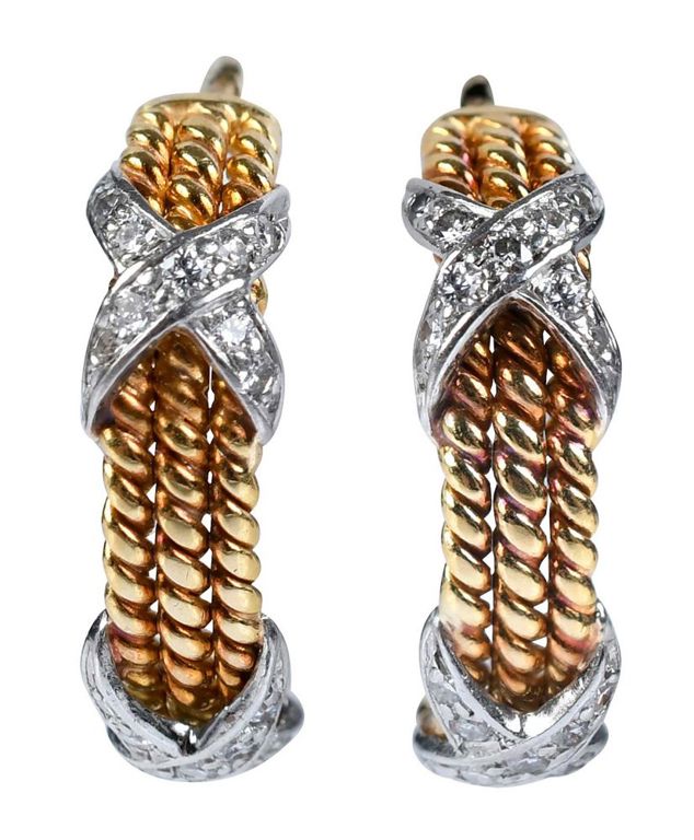 Pair of 18k Gold Diamond Earrings