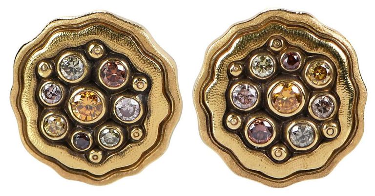 Pair of 18k Gold Diamond Earrings