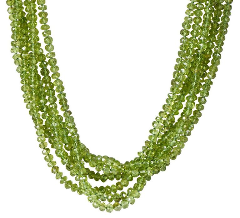 18k Gold Peridot Multi Strand Necklace